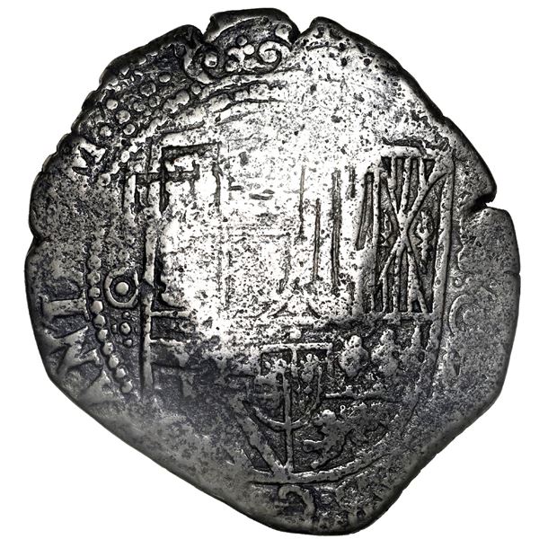 BOLIVIA, Potosí, cob 8 reales, 1650 (modern 5) O, with crowned-script-P and crowned-T countermarks o