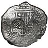 Image 1 : BOLIVIA, Potosí, cob 8 reales, (1650) O, with crown-alone and crowned-C countermarks on shield (very