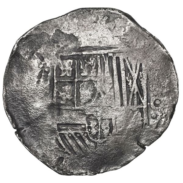 BOLIVIA, Potosí, cob 8 reales, (1650) O, with crowned-script-a countermark (very rare) on cross, ex-