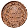 Image 2 : ARGENTINA, Buenos Aires, copper 5/10 real, 1827, struck 10% off-center over a 1 décimo of 1822 or 18