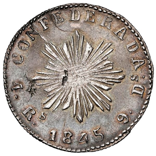 ARGENTINA, Córdoba, 4 reales, 1845, with portcullis, NGC AU 55, finest known in NGC census.