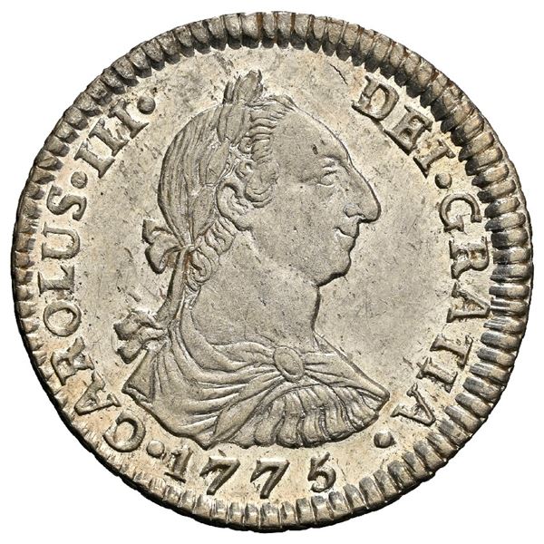 BOLIVIA, Potosí, bust 1 real, Charles III, 1775 JR, NGC AU 58.