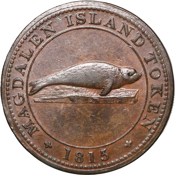 CANADA, Lower Canada, Magdalen Island (struck in Birmingham), copper "seal" penny token, 1815, ex-Ba