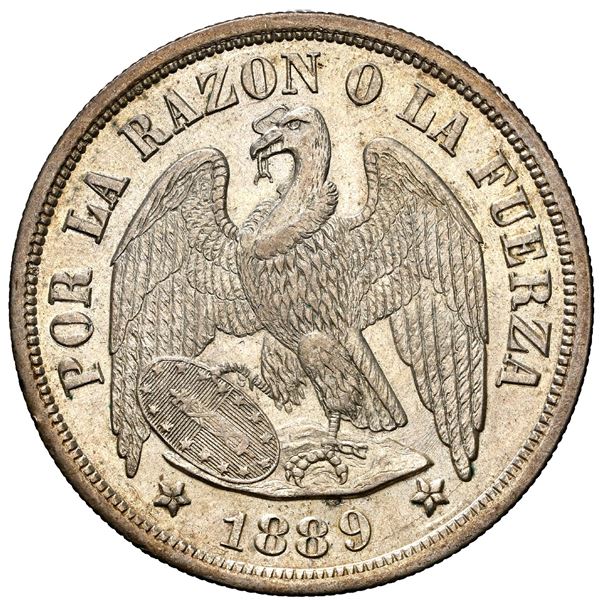 CHILE, Santiago, 1 peso, 1889, NGC MS 61.