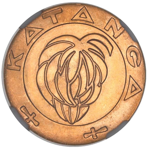 CONGO, Katanga, gold 5 francs, 1961, NGC MS 64.