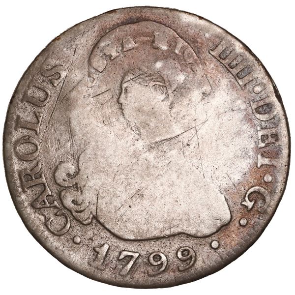 COSTA RICA, 2 reales, female head / ceiba tree double countermark (Type III, 1845) on a Madrid, Spai