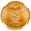 Image 2 : ECUADOR, struck at the Heaton Mint in Birmingham, gold 1 condor, 1928, NGC MS 62.