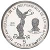 Image 1 : EL SALVADOR, denomination set of two silvered-brass (off-metal strike) proof 5 colones and 1 colon, 