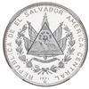 Image 2 : EL SALVADOR, denomination set of two silvered-brass (off-metal strike) proof 5 colones and 1 colon, 