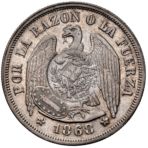 GUATEMALA, Guatemala City, 1 peso,  1/2 real  counterstamp of 1894 on a Santiago, Chile, 1 peso, 186