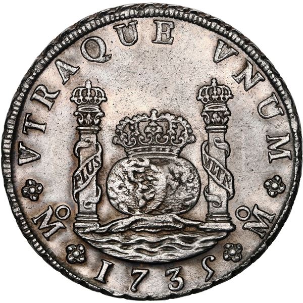 MEXICO, Mexico City, pillar 8 reales, Philip V, 1735 MF.