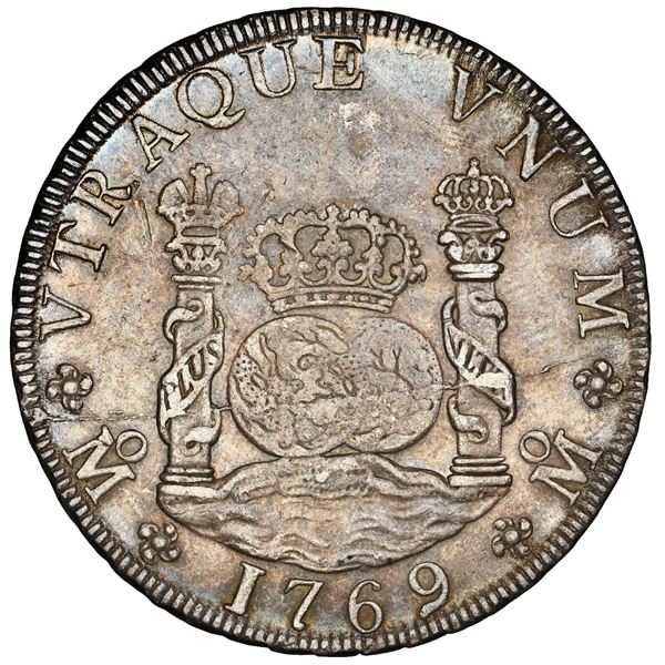 MEXICO, Mexico City, pillar 8 reales, Charles III, 1769 MF, NGC AU 58.