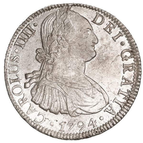 MEXICO, Mexico City, bust 8 reales, Charles IV, 1794 FM, NGC AU 58.
