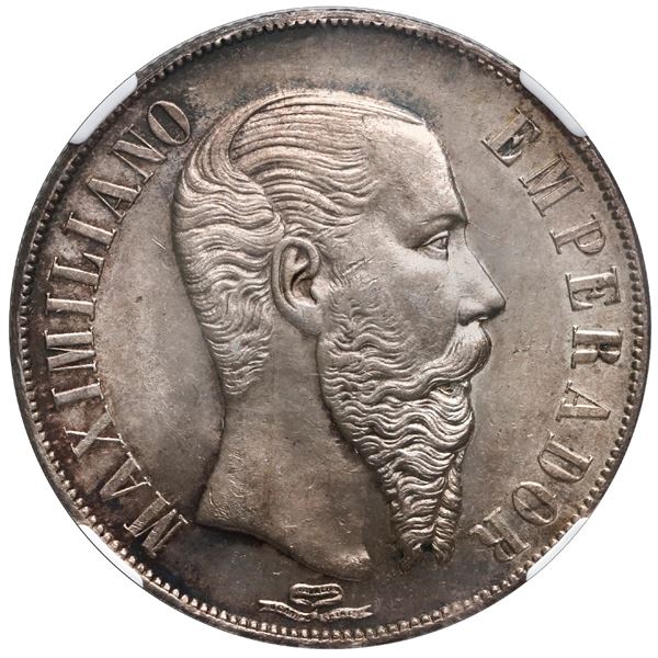 MEXICO, Mexico City, 1 peso, Maximilian, 1866, NGC MS 63.