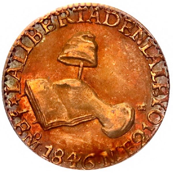 MEXICO, Mexico City, gold 1/2 escudo, 1846 MF, PCGS AU58, ex-Pittman.