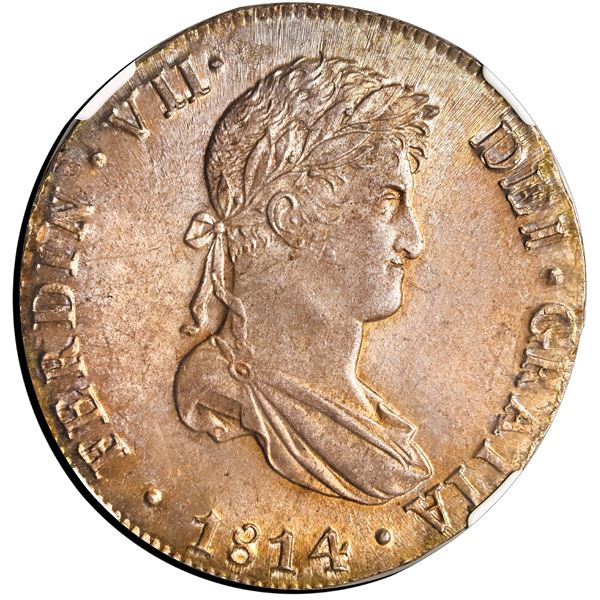 PERU, Lima, bust 8 reales, Ferdinand VII, 1814 JP, NGC MS 66, finest known in NGC census, ex-Whittie