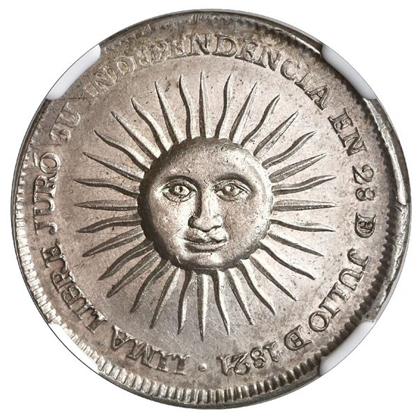 PERU, Lima, 4 reales-sized medal, dated 1821, General San Martín, NGC MS 61.