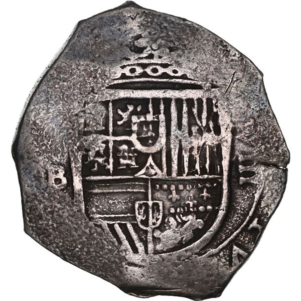 SPAIN, Seville, cob 8 reales, Philip II, 159(6-8) B, OMNIVM type.