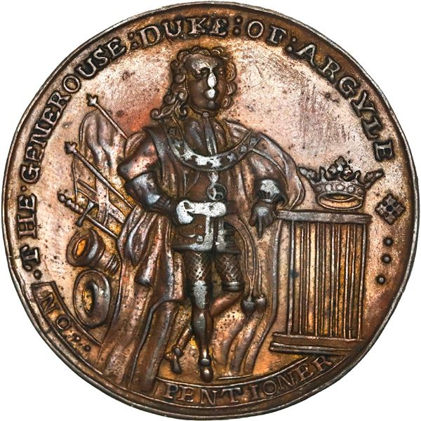 GREAT BRITAIN, copper alloy Admiral Vernon medal, no date (ca. 1739), Argyll / Satan and Walpole, ex