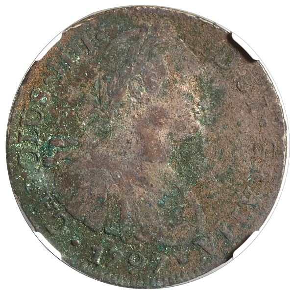 MEXICO, Mexico City, bust 8 reales, Charles IV, 1797 FM, NGC / excavation recovery (Marblehead Hoard