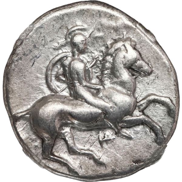 ANCIENT GREEK, Calabria, Taras, AR didrachm, 380-340 BC, "boy on dolphin", NGC Choice VF.