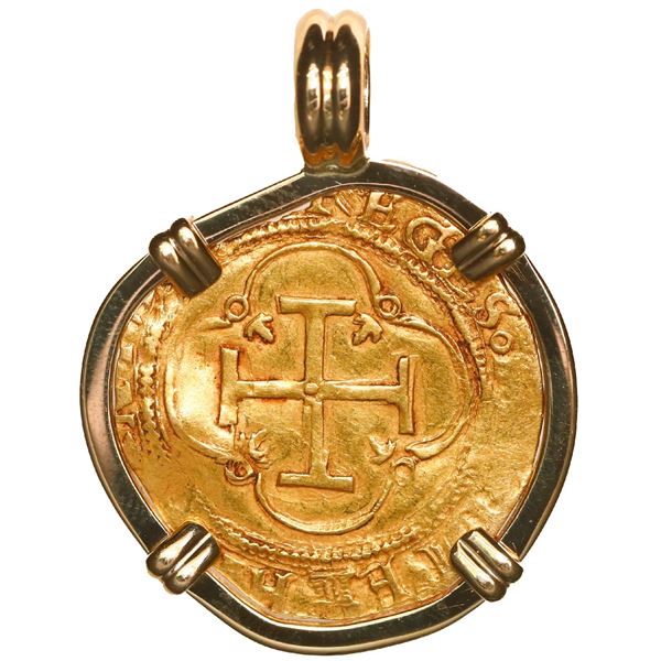 SPAIN, Seville, gold 1 escudo, Charles-Joanna, assayer * to right, mintmark S to left, mounted cross