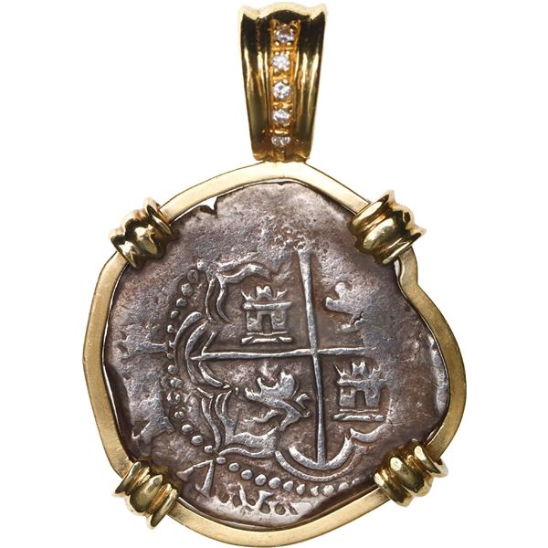 BOLIVIA, Potosí, cob 2 reales, Philip II, assayer not visible (style of 5th-period B), mounted cross