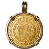 Image 2 : SPAIN, Madrid, gold bust 2 escudos, Charles IV, 1794 MF, mounted bust-side out in 18K gold bezel wit