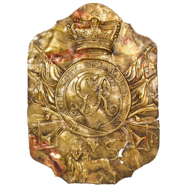 Brass shako plate, British, universal pattern, ex-Lady Burgess (1806), ex-Sotheby's, ex-Cowan.