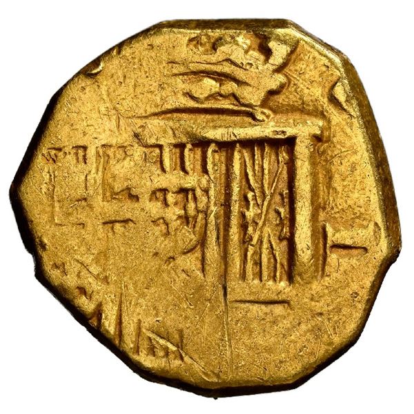 SPAIN, Seville, gold cob 2 escudos, Philip III, assayer not visible.