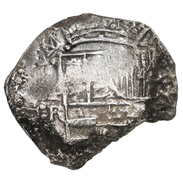 BOLIVIA, Potosí, cob 8 reales, Philip III, assayer R (curved leg), Grade 4.