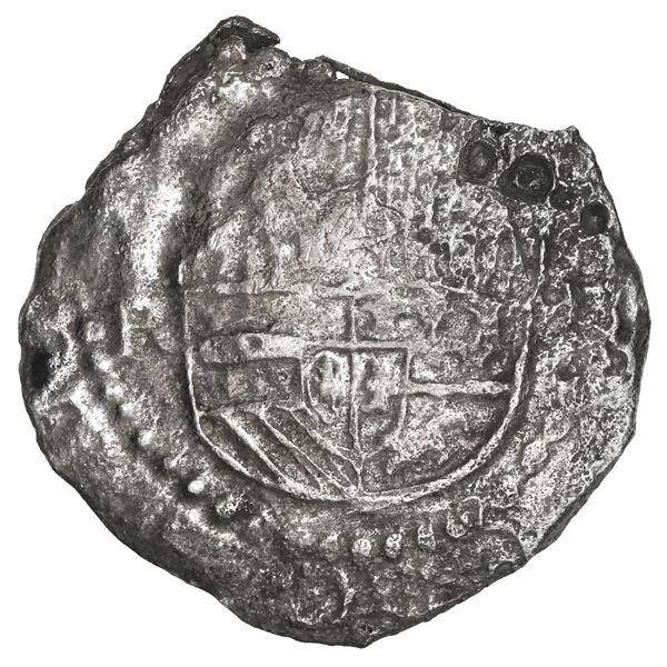 BOLIVIA, Potosí, cob 8 reales, Philip III, assayer R (curved leg), Grade 4.