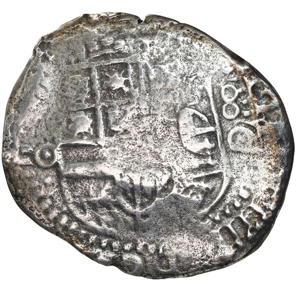 BOLIVIA, Potosí, cob 8 reales, 1650 O, with crowned-L countermark on cross.