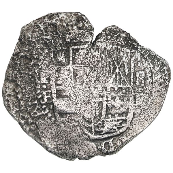 BOLIVIA, Potosí, cob 8 reales, (1651-52) E, with crowned-PH countermark on cross.