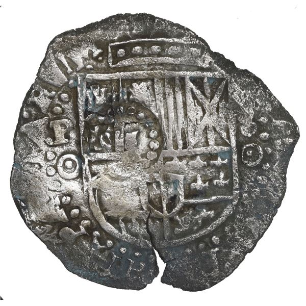 BOLIVIA, Potosí, cob 8 reales, 1650 (Spanish 5) O, with crown-alone countermark on shield.