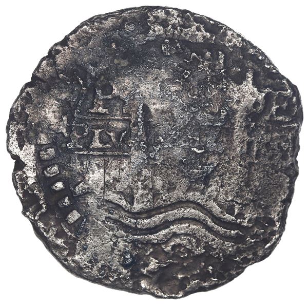 BOLIVIA, Potosí, cob 8 reales, 1653 E, •PH• at top, •8• above cross.