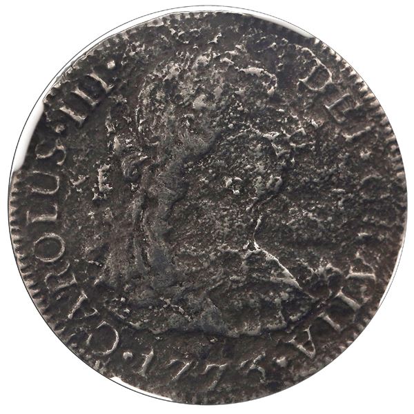MEXICO, Mexico City, bust 2 reales, Charles III, 1773 FM, initials facing rim, NGC Genuine (El Cazad