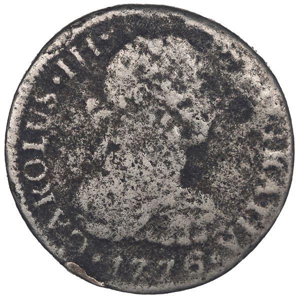 MEXICO, Mexico City, bust 2 reales, Charles III, 1776 FF.