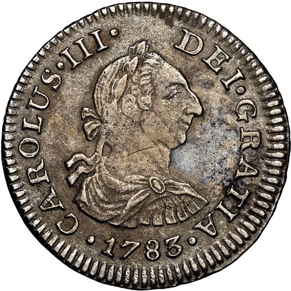 MEXICO, Mexico City, bust 1/2 real, Charles III, 1783 FF, NGC AU details / saltwater damage (Shipwre