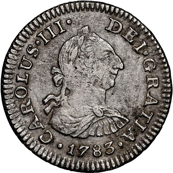 MEXICO, Mexico City, bust 1/2 real, Charles III, 1783 FF, NGC AU details / saltwater damage (Shipwre