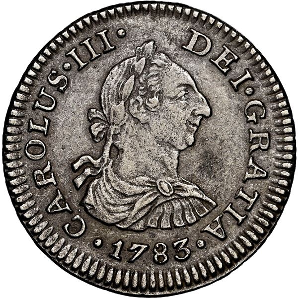 MEXICO, Mexico City, bust 1/2 real, Charles III, 1783 FF, NGC AU details / saltwater damage (Shipwre