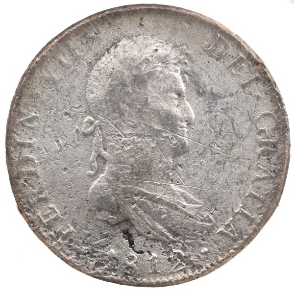 MEXICO, Mexico City, bust 8 reales, Ferdinand VII, 1812 JJ.