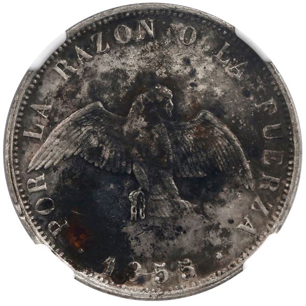 CHILE, Santiago, 50 centavos, 1855, NGC Shipwreck Effect, ex-Pascual Esquerra Hoard.