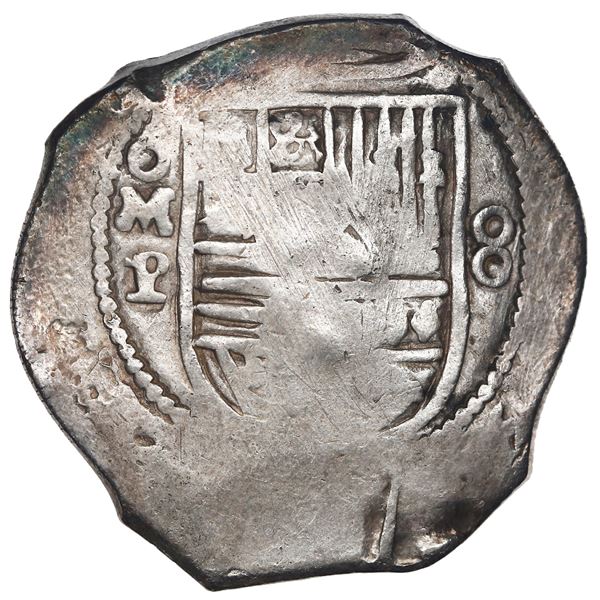 MEXICO, Mexico City, cob 8 reales, Philip IV, assayer P, with chopmarks and test-cut from circulatio