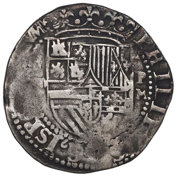 BOLIVIA, Potosí, cob 4 reales, Philip II, assayer M (small) to right, rare.
