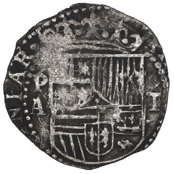BOLIVIA, Potosí, cob 1 real, Philip II, assayer A.