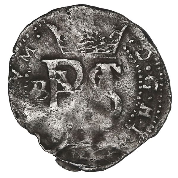 BOLIVIA, Potosí, cob 1/2 real, Philip II, assayer B/A to left (4th period), rare.