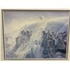 Image 2 : ROBERT BATEMAN "ARCTIC CLIFF-WHITE WOLVES" FRAMED PRINT (20" X 17" FRAMED)