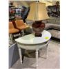 Image 2 : PAINTED WHITE D SHAPED TALE WITH TABLE LAMP