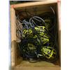 Image 2 : 2 BINS OF ASSORTED ITEMS INCLUDING; LIGHTING, CLEANING SUPPLIES, TAPE & MORE & CRATE OF STRING